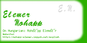 elemer mohapp business card